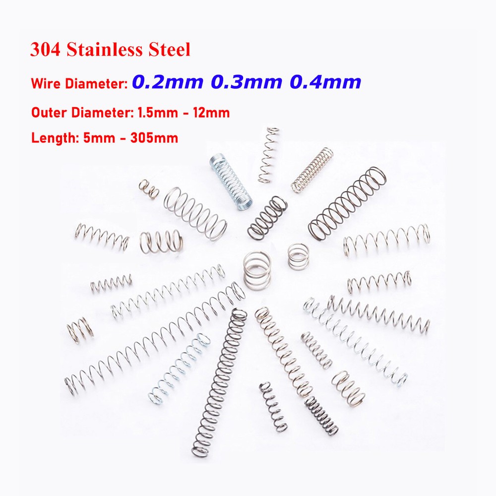 Wire Dia 0.2/0.3/0.4mm Compression Spring 304 Stainless Steel Pressure Springs