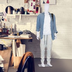 Male Mannequin Dress Form 73″ Adjustable Stand w/Base White Mannequin Full Body