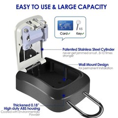 Key Lock Box, Waterproof 4 Digits Combination Lockbox with Removable Shackle,…