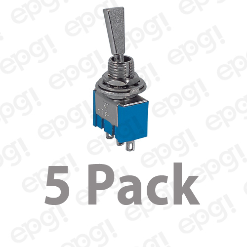 5 PACK SPDT C/OFF(ON/OFF/ON) MINI BAT HANDLE TOGGLE SWITCH 6A-125V # 66-1227-5PK