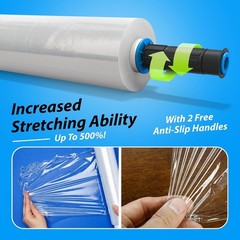 900 FT Clear Plastic Stretch Wrap – Heavy Duty 15″ Rolls with Convenient Holder