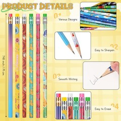 Sabary 200 Pcs Assorted Wood Pencil Bulk 50 Styles #2 HB Colorful Novelty Fun…