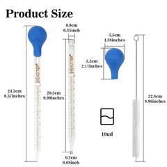 3Pcs 10ml Graduated Liquid Dropper Glass with Rubber Bulb and Cleaning Brush