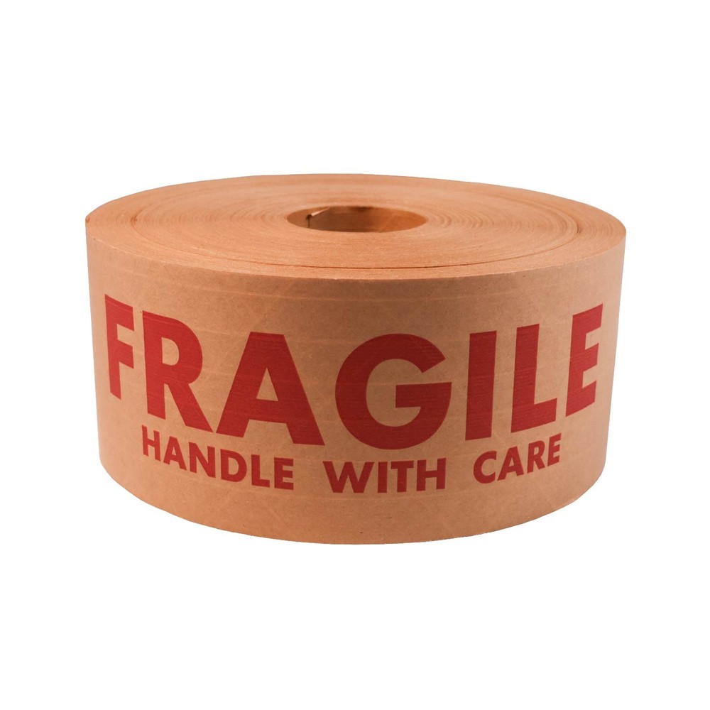 360 Rolls, Wolverine Fragile Printed Kraft Gummed Tape, 2.75″ x 450′, 5.5 Mil
