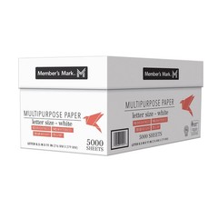 Member’s Mark Copy Paper, 8.5×11″, 92 Bright, 20lb, 10 Reams (5,000 Sheets)