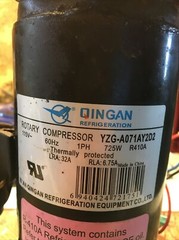 QINGAN YZG-A071AY2D2 115V 60Hz 1PH 725W R410A LRA 32A RLA 6.75A Compressor