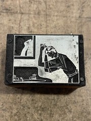 Printing Letterpress Print Block Man Washing At Bathroom Sink (2976)