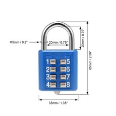 2Pack 8-Digit Combination Padlock Push Button Lock for Locker Cabinet Blue