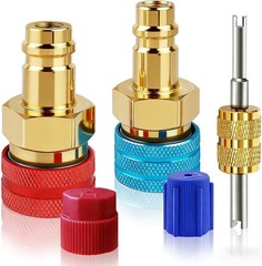 R1234yf to R134a Quick Coupler Adapter Kit with Valve Core Tool – Safe & Durable