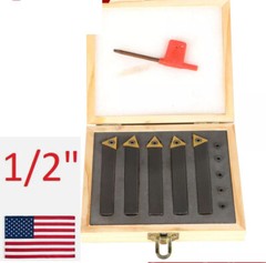 20 pc 1/2″ Lathe Indexable Carbide Insert + Turning Tooling Bit Holder Set