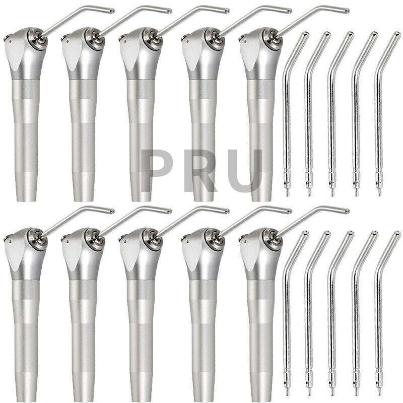 10 Dental Air Water Spray Triple Syringe 3 Way Handpiece w/ Nozzles Tips Tubes