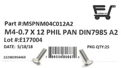 (25) M4-0.7 x12 Stainless Steel Phillips Pan Head Machine Screw DIN7985 A2 M4x12