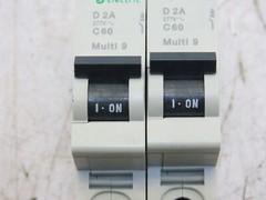 Schneider Electric C60 2A Multi 9 D2A Circuit Breaker 1 Pole DIN Rail Lot of 2