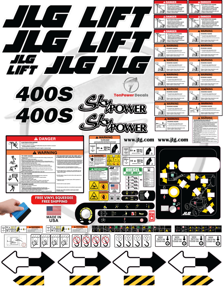 Fits JLG 400S Scissor Lift Decal Kit – 3M Vinyl – Free Shipping