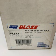 Norton 83488 Flap Disc Resin Fiber 4-1/2×7/8 Type 29 Blaze R980P 60 Grit 10/Box