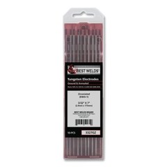 Zirconiated Ground Tungsten Electrode, 3/32 in dia x 7 in L, 10 PK ORS Nasco