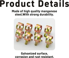 20Pcs 1/2inch Spring Band Type Fuel Hose Clamps, 12mm Silicone Vacuum Hose Pi…