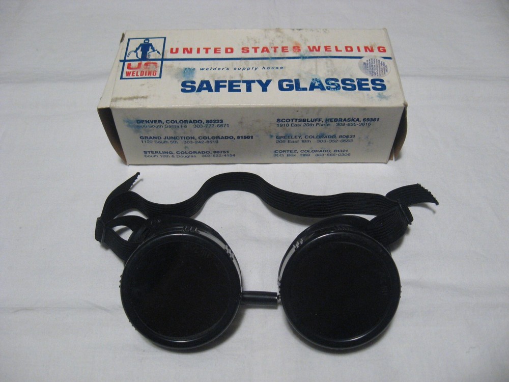 Vintage U.S. Welding Dark Green Lens Adjustable Safety Glasses/Goggles M-5H