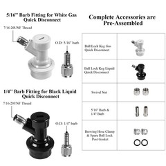 1 Pairs Corny Keg Ball Lock Quick Disconnect Set, Home Brewing Cornelius Keg