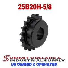 25B20H Type B Sprocket for #25 Roller Chain – 20 Tooth – 5/8″ Key bore