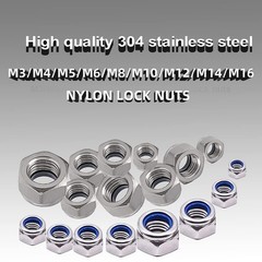 20x M10 x 1.5mm Nylon Insert Hex Lock Nuts 304 Stainless Steel Metric Nyloc