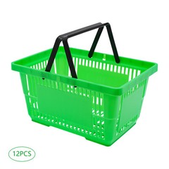 12PCS 28L Mesh Shopping Baskets with Handles Plastic Shopping Basket Portable