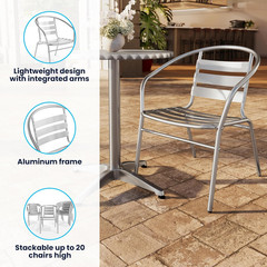Flash Furniture Lila Commercial Aluminum Indoor-Outdoor Restaurant Stack Chair w