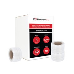 5”x1000′ Hand Stretch Wrap Plastic Shrink Film 12 Rolls + Free 1 Plastic Handle