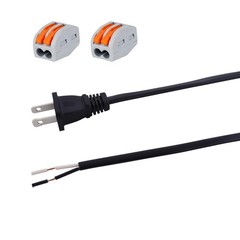 Power Cord Pigtail 18AWG 2 Prong 6FT Flat Shape 2 Wire Power Supply Cord Open…