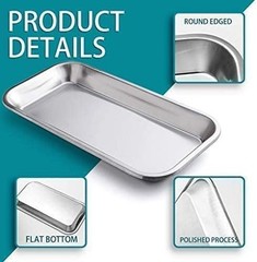 Classic Stainless Steel Tray Set 3 Pack 8.6 Inch Versatile for Bathroom Storage