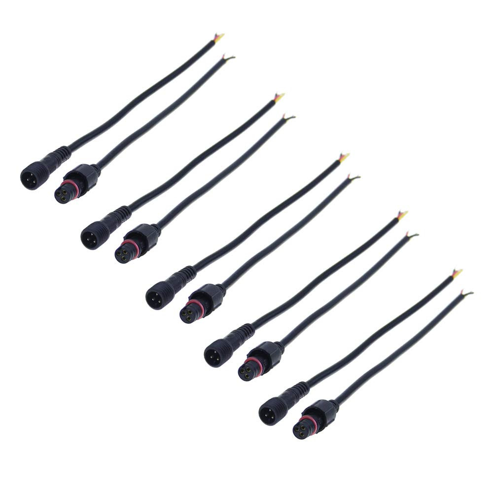 5 Pairs 3 Pin 3 Core Male Female Plug LED Connector Waterproof IP65 with 20Cm 22