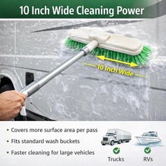 Hi-Tech 10” Bi-Level Super Soft Car Wash Brush – Non-Scratch Green
