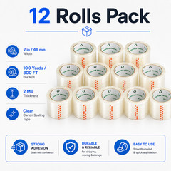 12 Rolls Shipping Box Packing Sealing Tape 2″ x 100 Yards 300FT w/ FREE Shipping