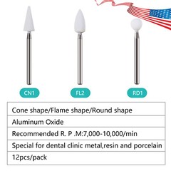 Dental Porcelain Resin Handpiece Polishing Burs FG Cone/Flame/Round