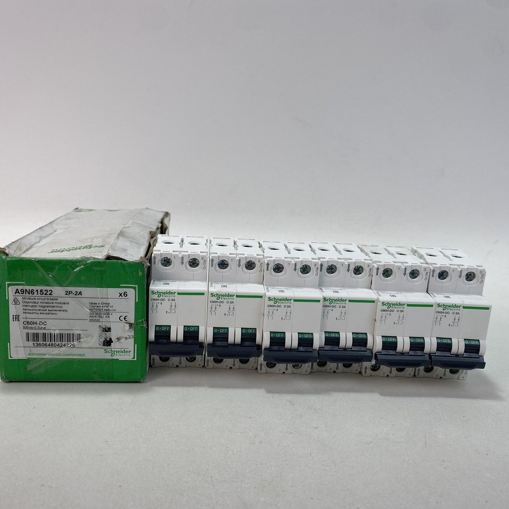 6X – Schneider Electric Acti 9 A9N61522 Breaker Miniature – C60H – 2 Poles – 2A