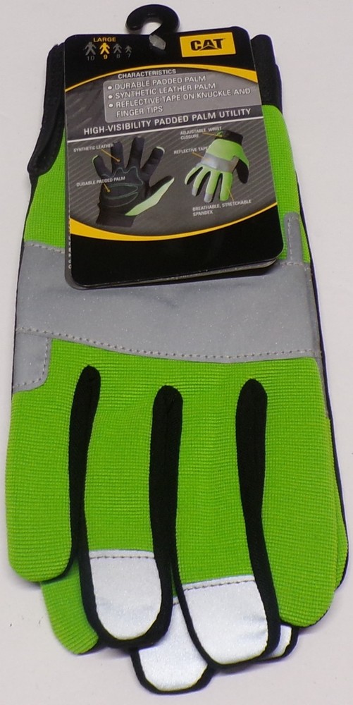 CAT High-Visibility Padded Palm Utility Gloves Synthetic Leather Size L/9