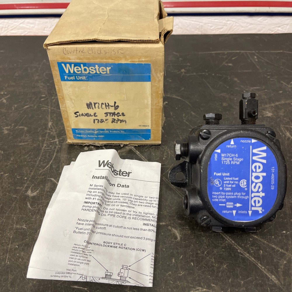 Webster M17CH-6 M SERIES PUMPS, SINGLE STAGE, 1725 RPM, CCW/L , 6 RFS GPH