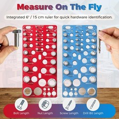 62Piece Nut Bolt Thread Checker 25 Inch 25 Metric 12 Drill Bit Sizer Red Blue