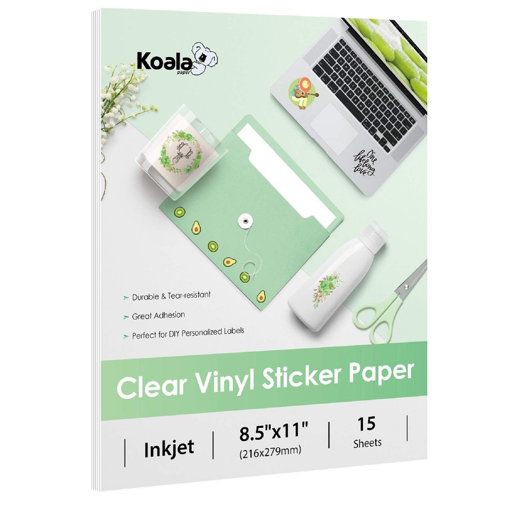 Koala 95% Clear Sticker Paper for Inkjet Printer – Waterproof Transparent
