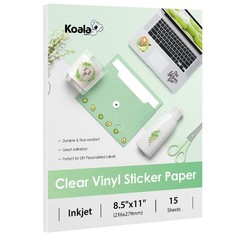Koala 95% Clear Sticker Paper for Inkjet Printer – Waterproof Transparent