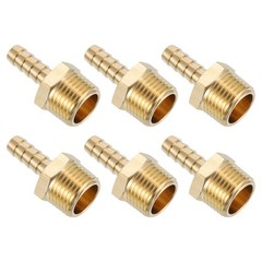6sets Brass Hose Barb Fittings 5/16″ Barbx1/2″ NPT Male Barb Pipe Fitting