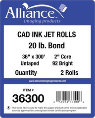 Alliance Wide Format Paper CAD Bond Rolls (20Lb | 2 Rolls, 36 in X 300 Ft | 3″ C