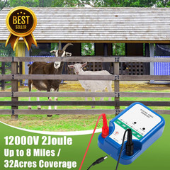 8 Mile 12KV Electric Fence Kit AC DC Charger with Wire Insulators