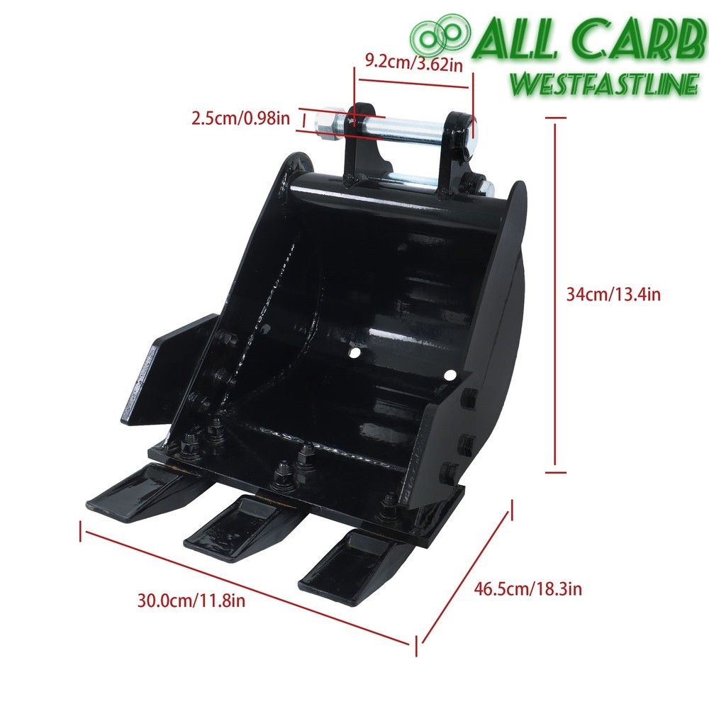 300mm Narrow Bucket For 1-2 Ton Mini Excavator Attachment Teeth Trench Bucket