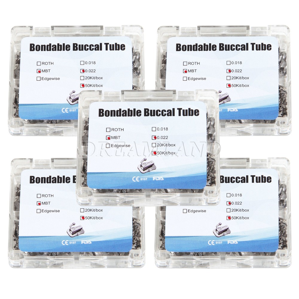 5 Boxes Dental Bondable Non-Convertible Single Roth 022 Buccal Tube 50 Kits FDA