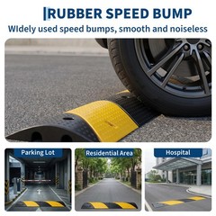 2 Pack 3.3 Ft Rubber Speed Bump, Heavy Duty Speed Bumps, 25,000 LBS Capacity