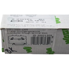 NEW Pack of 100 WAGO 2002-1205 TOPJOB S 2-Conductor Through Terminal Block