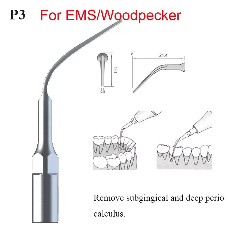 1-100Pcs Dental Ultrasonic Scaler Tips Scaling Endo Perio P3 For EMS Woodpecker