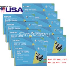 AZDENT Dental Ortho MIM Self Ligating Bracket Braces Mini Roth MBT.022 Hooks 345