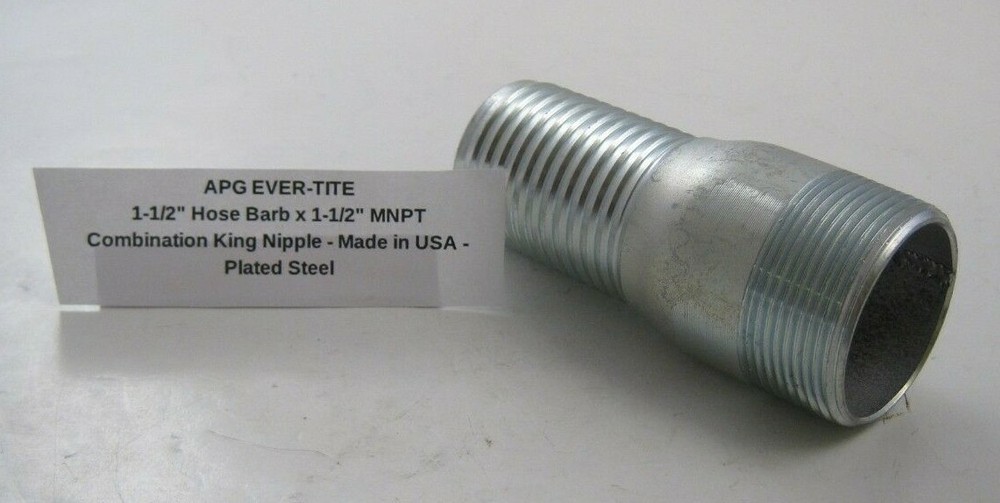 APG EVER-TITE 1-1/2″ Hose x 1-1/2″ MNPT Combination King Nipple – Made in USA –